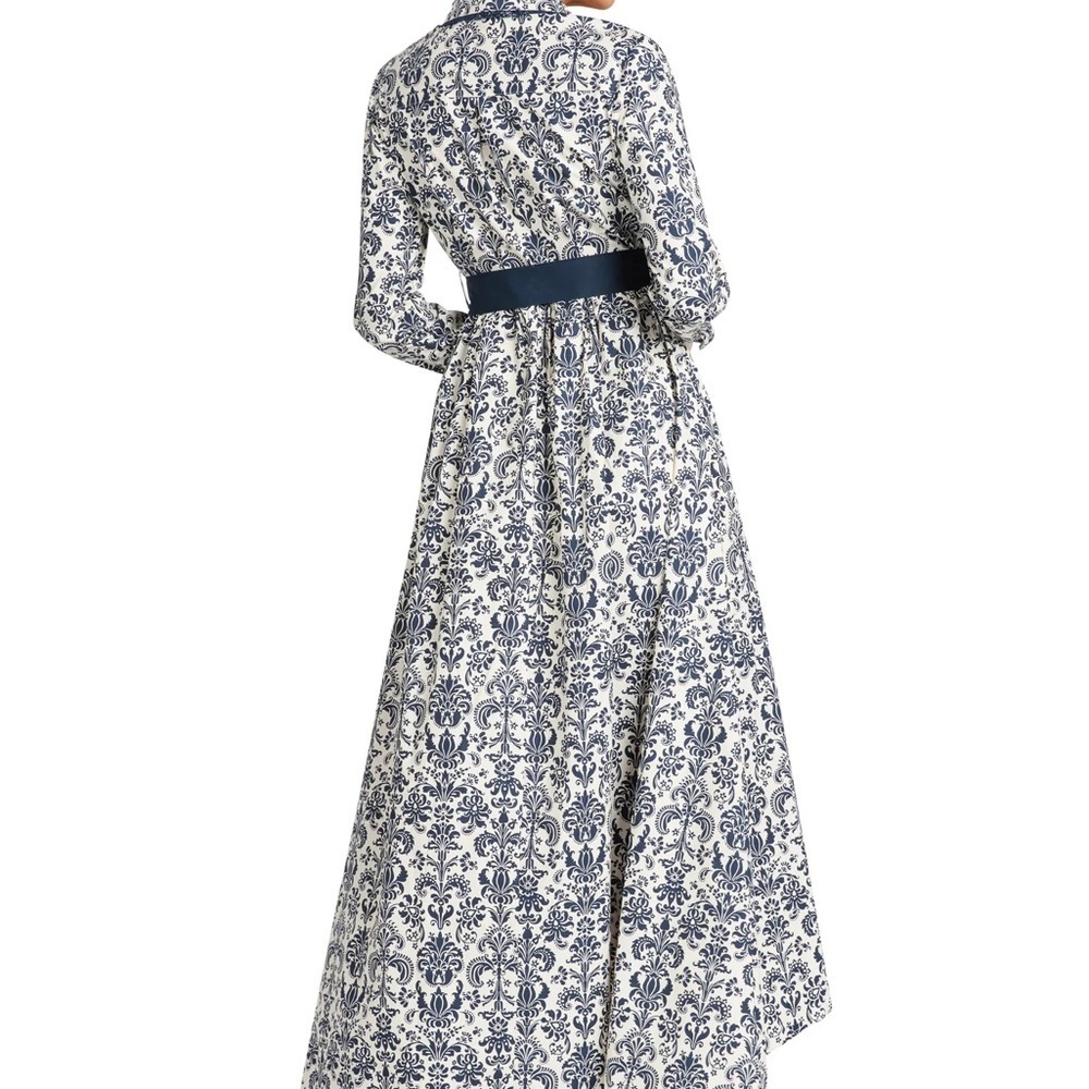Trish Scully Costance Maxi Dress NWT Size 0 | Navy Damask Cottagecore Button-Up - Picture 11 of 12